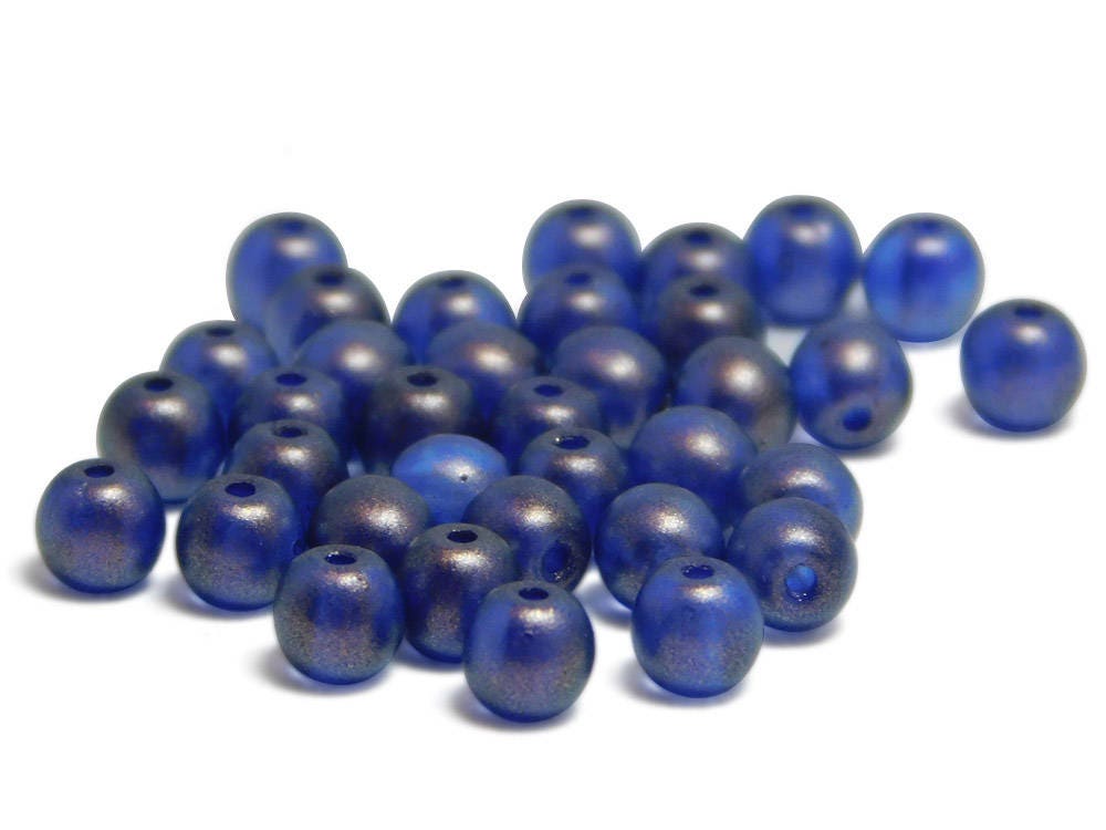 Czech Round Beads - Round Beads - Czech Glass Beads - 4mm Beads - Ultramarine Halo - 35pcs - (816)