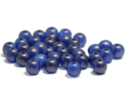Czech Round Beads - Round Beads - Czech Glass Beads - 4mm Beads - Ultramarine Halo - 35pcs - (816)