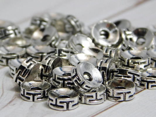 7x3mm Antique Silver Rondelle Spacer Beads -- Choose Your Quantity