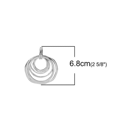 Floating Rings Silver 68x55mm Antique Silver Floating Ring Pendant - The Bead Obsession