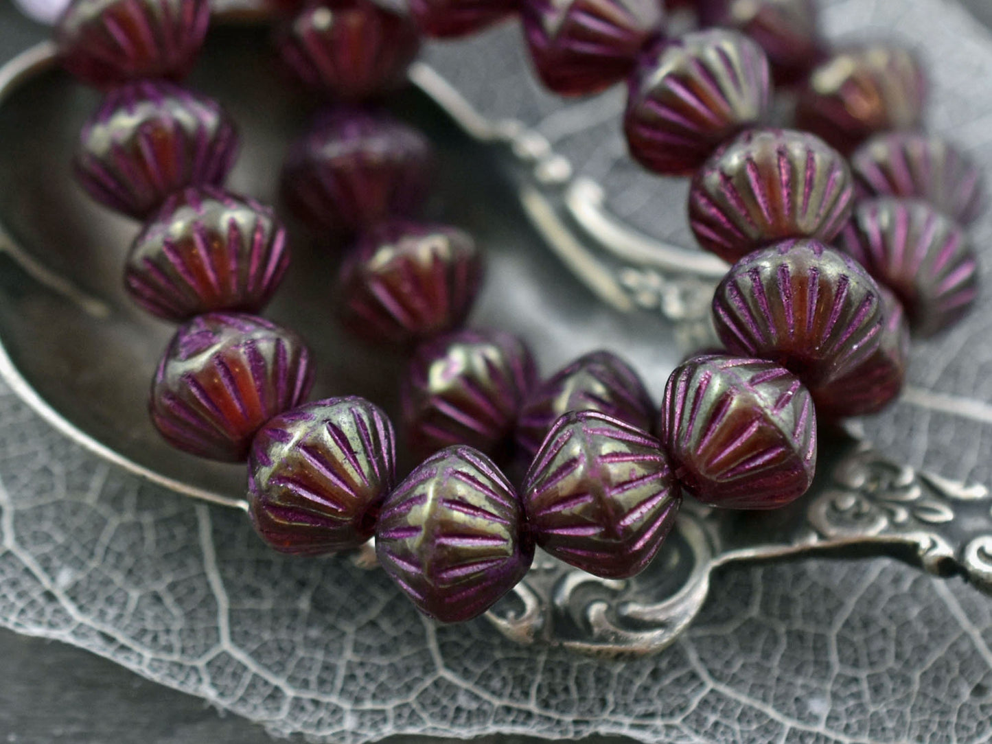 Large Hole Beads - Czech Glass Beads - NEW Czech Beads - Bicone Beads - 9mm - 10pcs (4583)