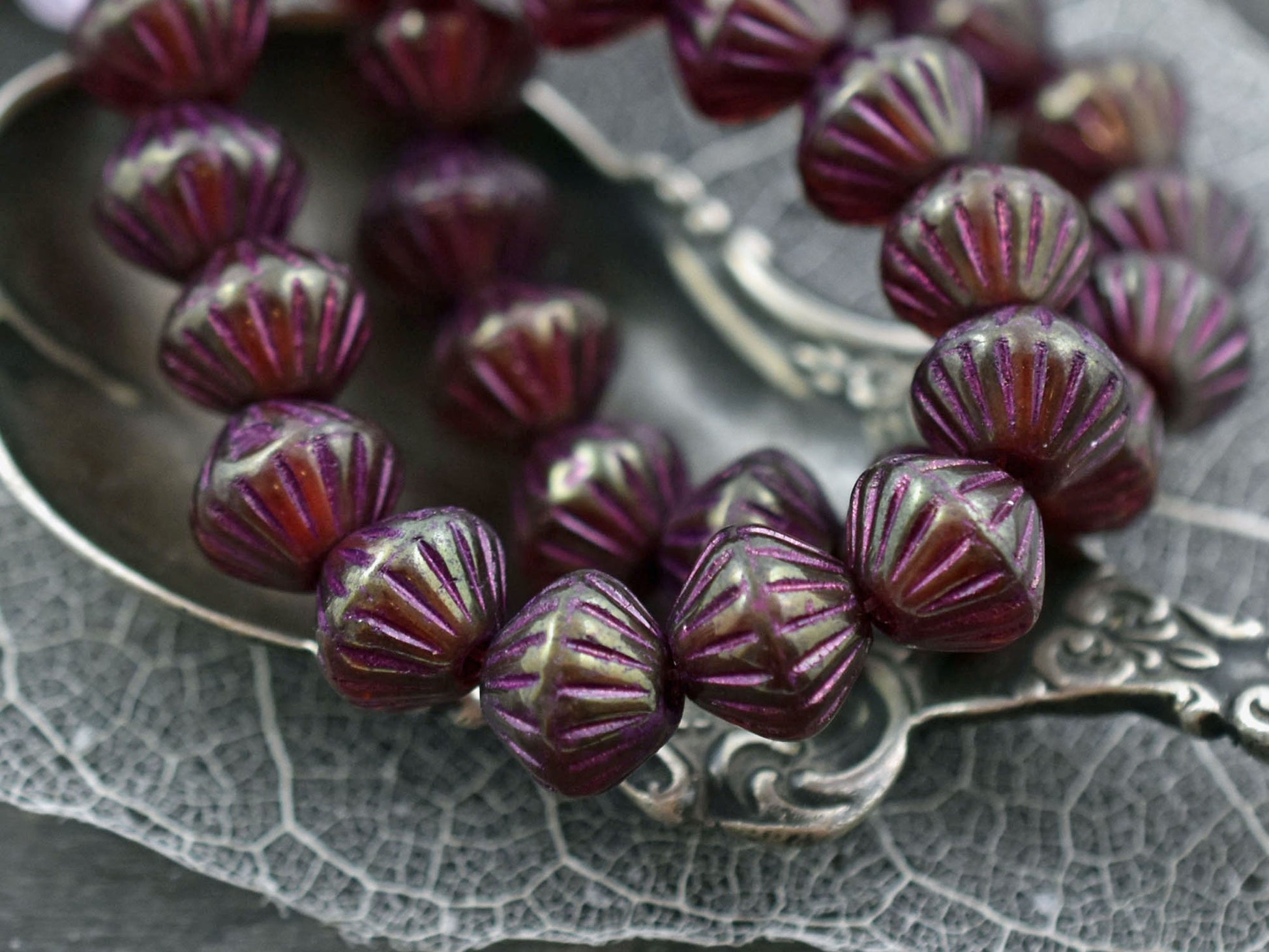 Large Hole Beads - Czech Glass Beads - NEW Czech Beads - Bicone Beads - 9mm - 10pcs (4583)