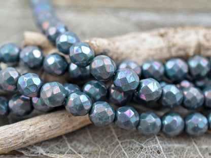 *20* 8mm Denim Blue Nebula Fire Polished Round Beads