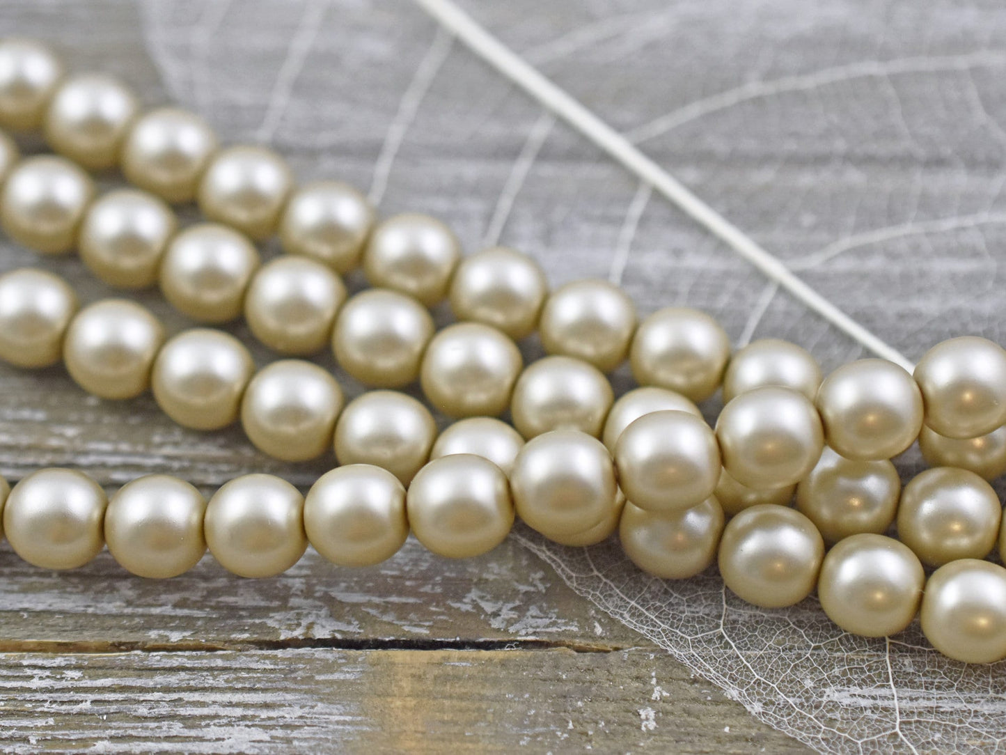 Czech Glass Satin Taupe Round Pearl Beads -- Choose Your Size