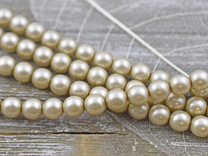 Czech Glass Satin Taupe Round Pearl Beads -- Choose Your Size
