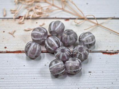 *20* 8mm Silver Washed Thistle Large Hole Melon Beads