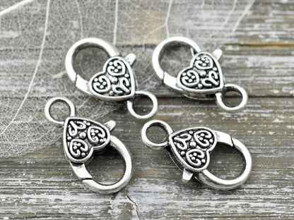 25x12mm Antique Silver Large Lobster Clasps - 10pcs