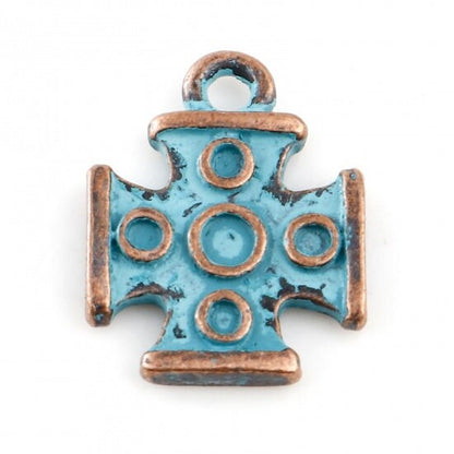 *10* 16x12mm Copper Patina Medieval Cross Charms