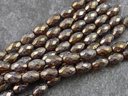*10* 12x8mm Gold Luster Washed Root Beer Topaz Picasso Fire Polished Faceted Oval Beads