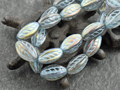 *10* 15x9mm Turquoise Washed Crystal AB Twisted Oval Beads