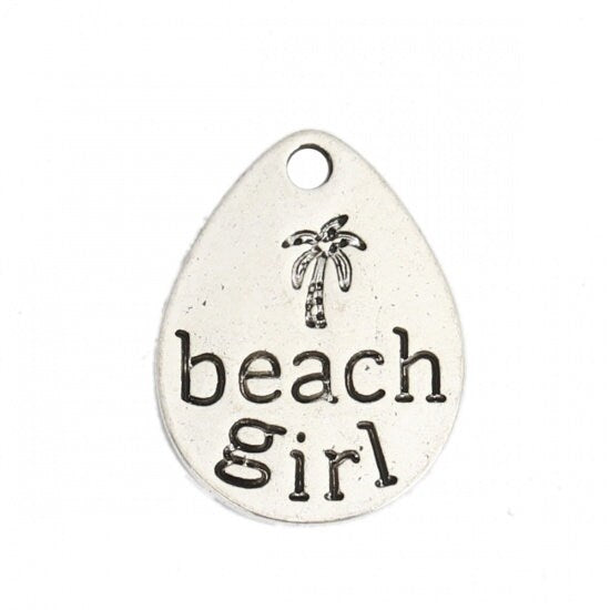 *10* 20x15mm Antique Silver "Beach Girl" Charms