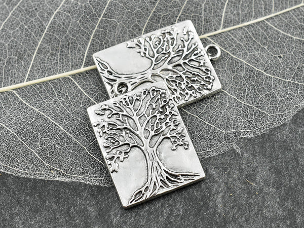 Tree Of Life Pendant - Silver Pendants - Metal Pendants - Tree of Life Charm - Silver Charms - 5pcs - 32x22mm - (2291)