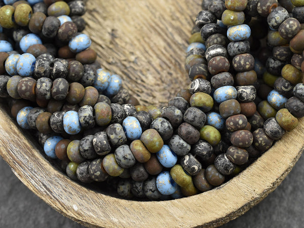 Picasso Beads - Aged Seed Beads - Czech Glass Beads - 6mm Beads - Large Hole Beads - 2/0 - 20" Strand - (2868)