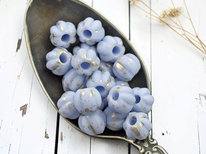 Gold Washed Matte Periwinkle Large Hole Melon Beads -- Choose Your Size