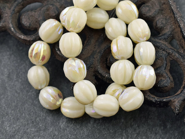Czech Glass Beads - Faceted Melon - Melon Beads - Picasso Beads - Round Beads - 10mm - 12pcs (3144)