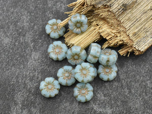 Flower Beads - Picasso Beads - Czech Glass Beads - 7mm Flower Beads - Mini Flower Beads - 12pcs - (5724)