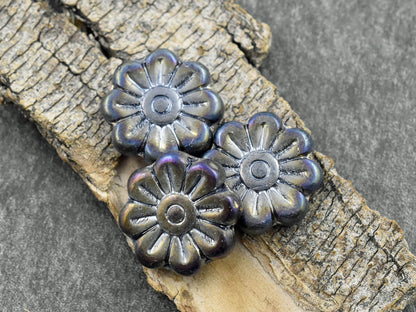 Czech Glass Beads - Flower Beads - Focal Beads - Czech Glass Flowers - Daisy Beads - 18mm - 6pcs - (A60)