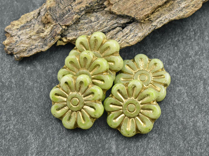 Flower Beads - Czech Glass Beads - Focal Beads - Czech Glass Flowers - Daisy Beads - 18mm - 6pcs - (4363)