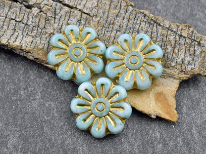Flower Beads - Czech Glass Beads - Focal Beads - Czech Glass Flowers - Daisy Beads - 18mm - 6pcs - (4194)