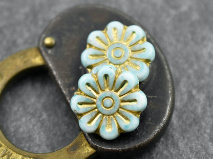 Flower Beads - Czech Glass Beads - Focal Beads - Czech Glass Flowers - Daisy Beads - 18mm - 6pcs - (4194)