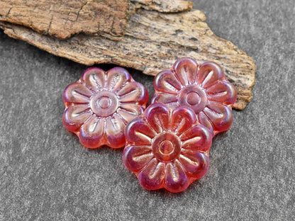 Flower Beads - Czech Glass Beads - Focal Beads - Czech Glass Flowers - Daisy Beads - 18mm - 6pcs - (6163)