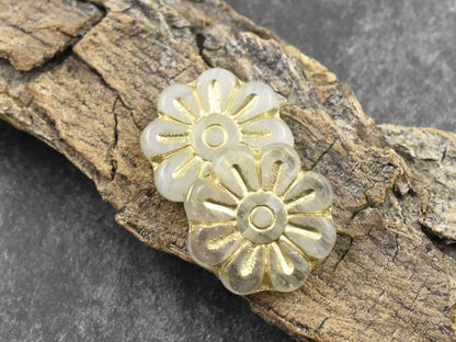 Flower Beads - Czech Glass Beads - Focal Beads - Czech Glass Flowers - Daisy Beads - 18mm - 6pcs - (4191)