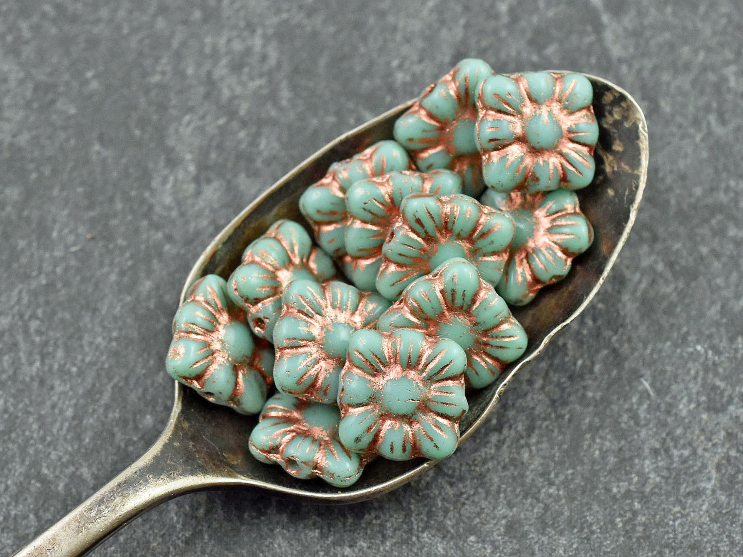 Picasso Beads - Czech Glass Beads - Flower Beads - Czech Glass Flowers - Square Flowers - 11mm Flower - 13pcs - (1555)