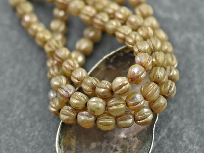 Picasso Beads - Melon Beads - Czech Glass Beads - Round Beads - Red Picasso - 5mm - 25pcs - (373)