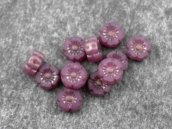 Czech Glass Flowers - 7mm Hawaiian Flower Beads - Czech Glass Beads - Picasso Beads - 12pcs - (2365)