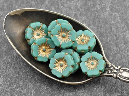 Flower Beads - Czech Glass Beads - Hawaiian Flowers - Czech Glass Flowers - 12mm - 12pcs - (B912)