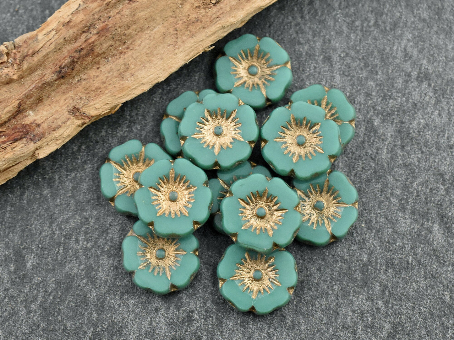 Flower Beads - Czech Glass Beads - Hawaiian Flowers - Czech Glass Flowers - 12mm - 12pcs - (B912)