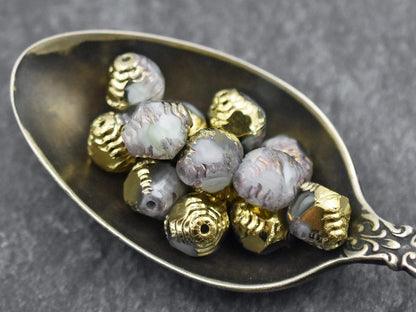 Czech Glass Beads - Bicone Beads - Picasso Beads - Faceted Beads - 10x8mm - 15pcs - (1615)