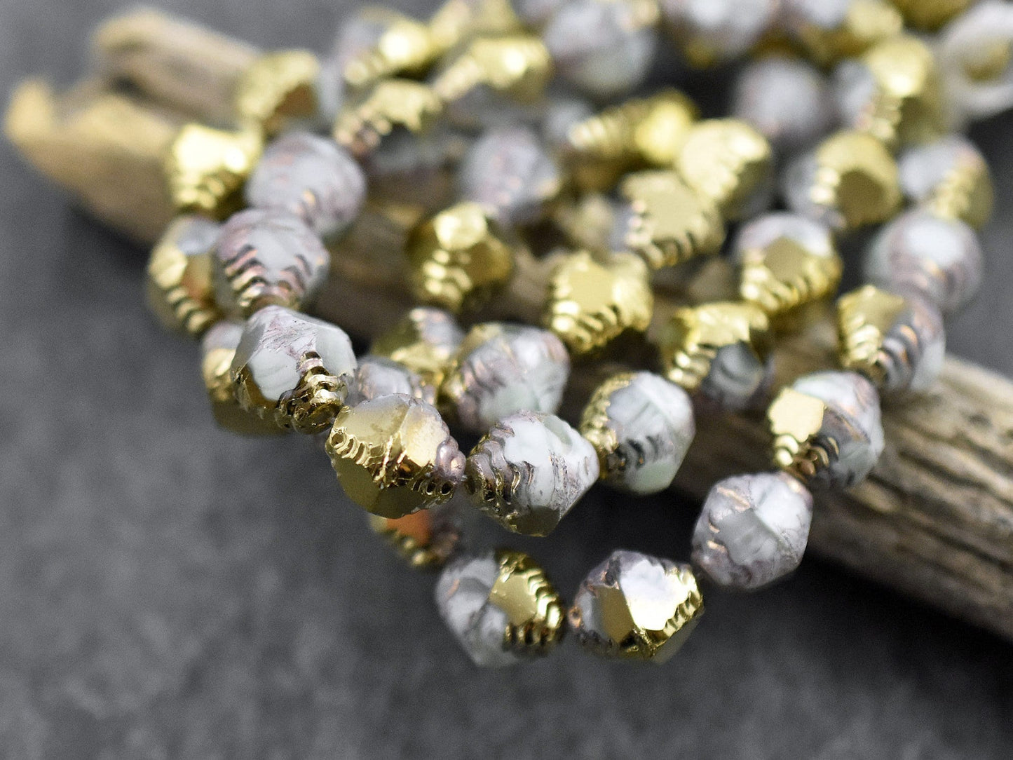 Czech Glass Beads - Bicone Beads - Picasso Beads - Faceted Beads - 10x8mm - 15pcs - (1615)