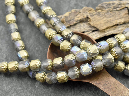 Czech Glass Beads - Cathedral Beads - Fire Polish Beads - Picasso Beads - 8mm - 20pcs - (4631)