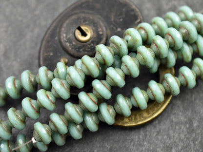 Picasso Beads - Czech Glass Beads - Saturn Beads - UFO Beads - Fire Polish Beads - 6x8mm - 15pcs - (785)