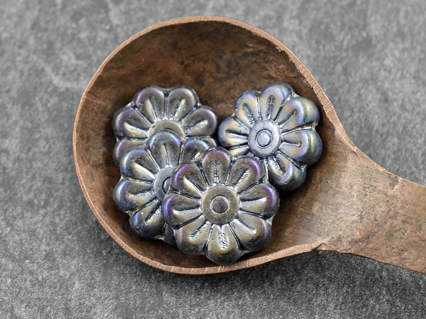 Czech Glass Beads - Flower Beads - Focal Beads - Czech Glass Flowers - Daisy Beads - 18mm - 6pcs - (A60)