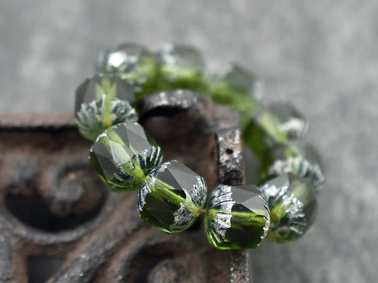 Czech Glass Beads - Picasso Beads - Fire Polished Beads - Chunky Beads - Center Cut - 10pcs - 10mm - (288)