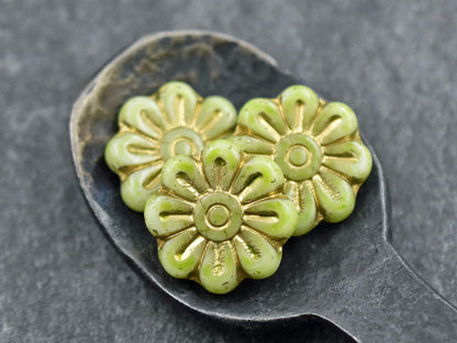 Flower Beads - Czech Glass Beads - Focal Beads - Czech Glass Flowers - Daisy Beads - 18mm - 6pcs - (4363)