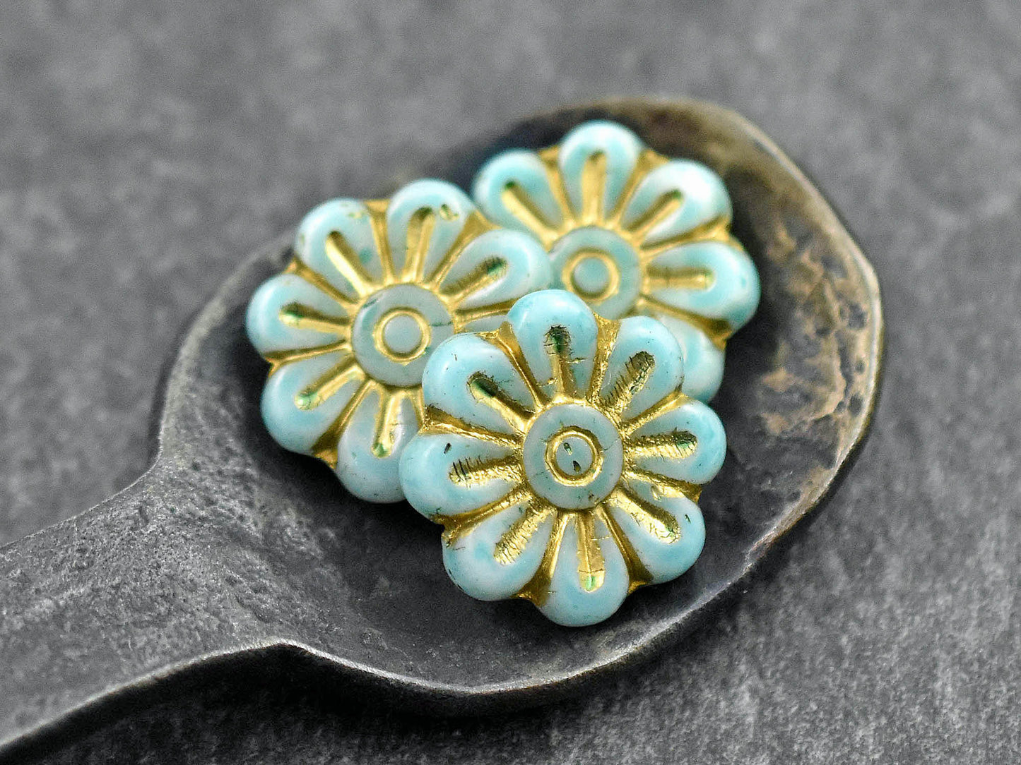 Flower Beads - Czech Glass Beads - Focal Beads - Czech Glass Flowers - Daisy Beads - 18mm - 6pcs - (4194)