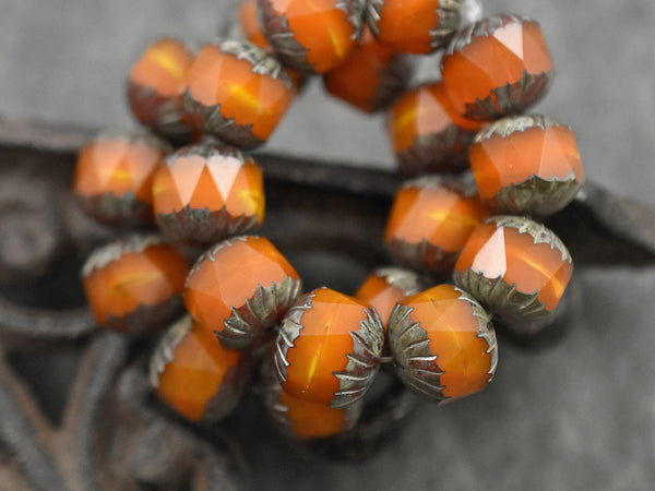 Picasso Beads - Czech Glass Beads - Fire Polished Beads - Chunky Beads - Center Cut - 10pcs - 10mm - (1472)