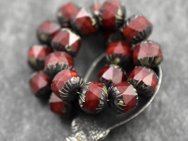 Picasso Beads - Czech Glass Beads - Fire Polished Beads - Chunky Beads - Center Cut - 10pcs - 10mm - (2789)