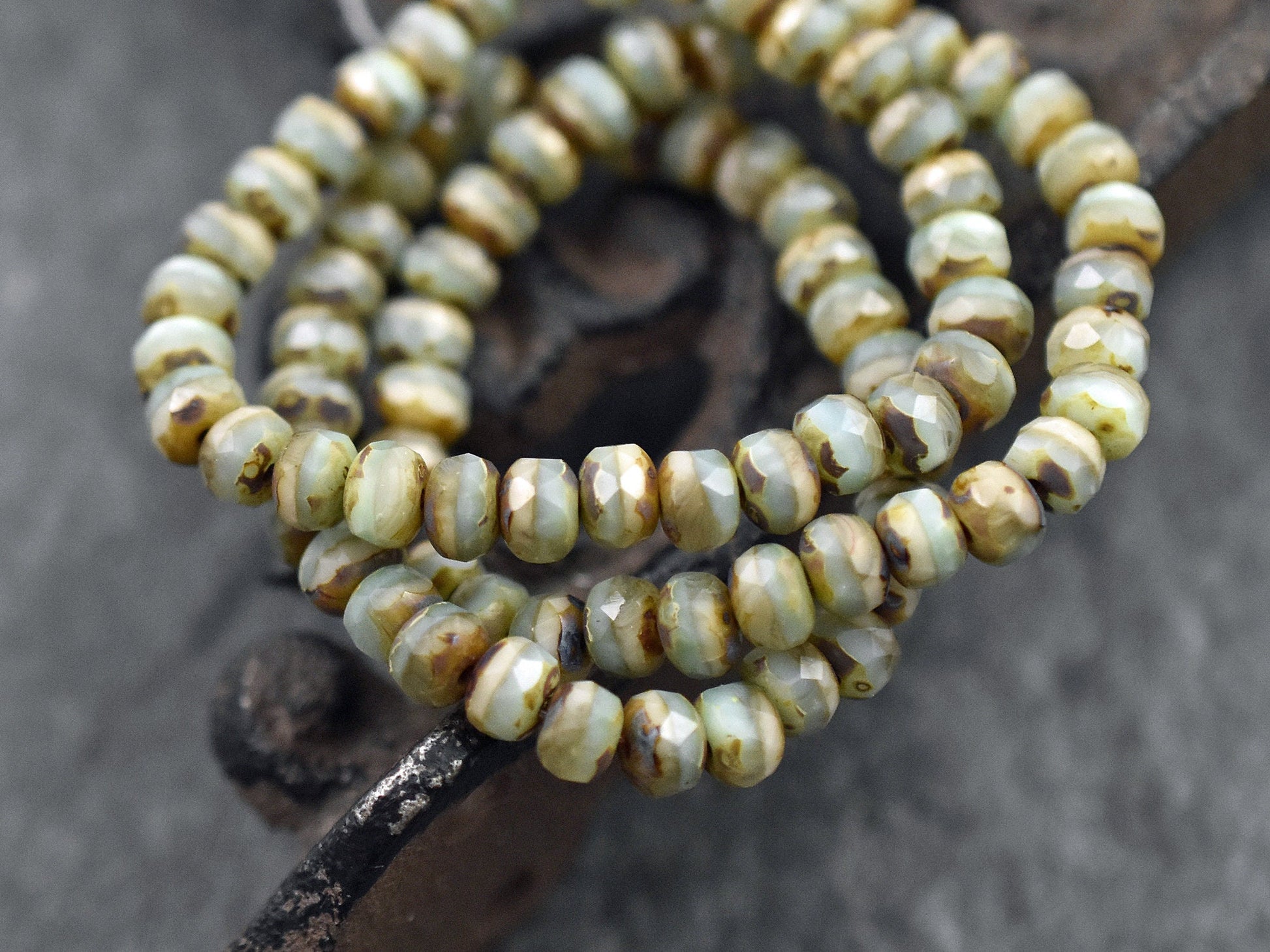 Picasso Beads - Czech Glass Beads - Rondelle Beads - Fire Polished Beads - 3x5mm - 30pcs - (173)