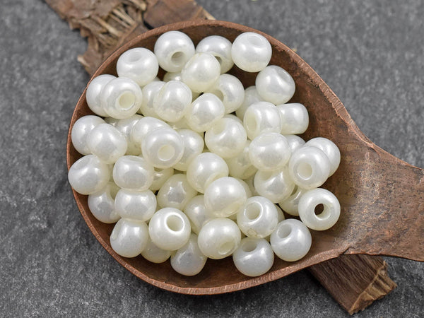 Pearl Seed Beads - Size 2 Beads - Czech Glass Beads - 2/0 Beads - 6x4mm - 50 grams (B247)