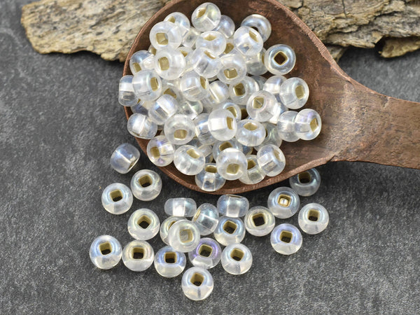 Clear Seed Beads - Size 2 Beads - Czech Glass Beads - 2/0 Beads - 6x4mm - 50 grams (B706)