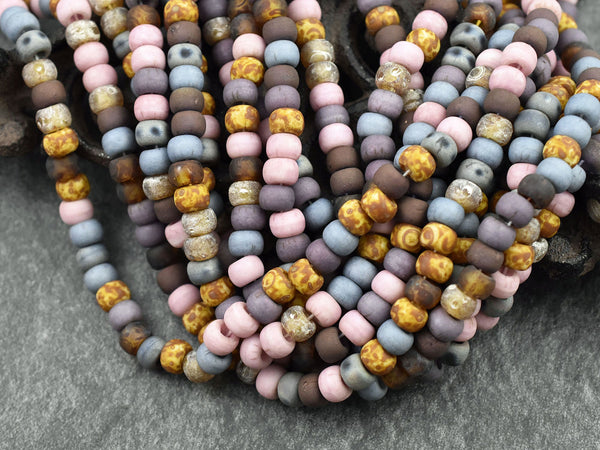 Aged Picasso Beads - Large Seed Beads - 2/0 - Matte Seed Beads - Large Hole Beads - Size 2 Beads - 21" Strand - (1328)