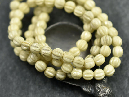 Picasso Beads - Melon Beads - Czech Glass Beads - Round Beads - Red Picasso - 5mm - 25pcs - (833)