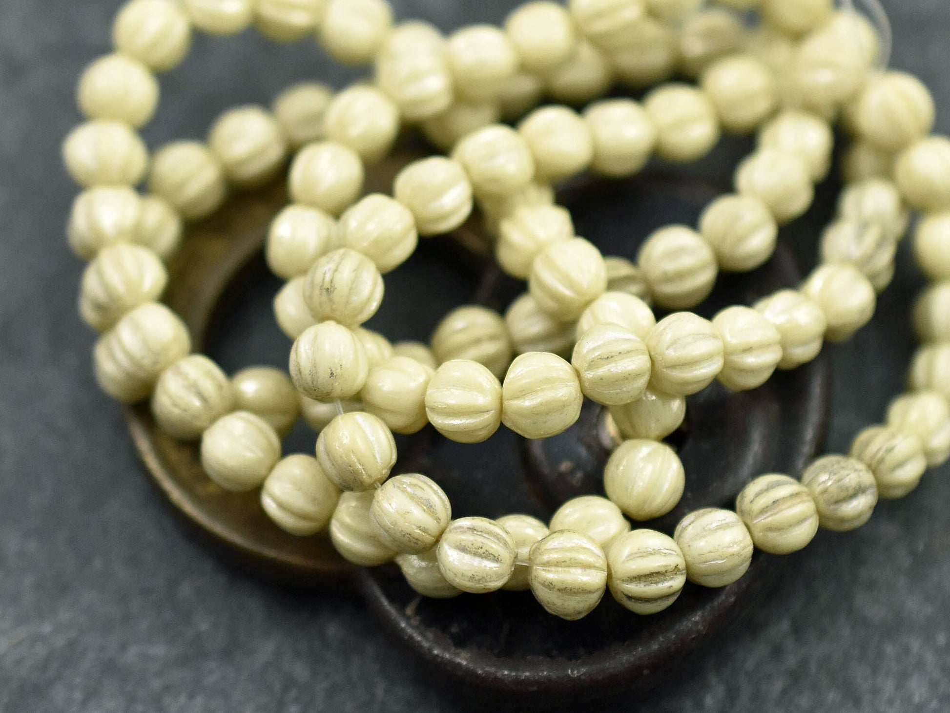 Picasso Beads - Melon Beads - Czech Glass Beads - Round Beads - Red Picasso - 5mm - 25pcs - (833)