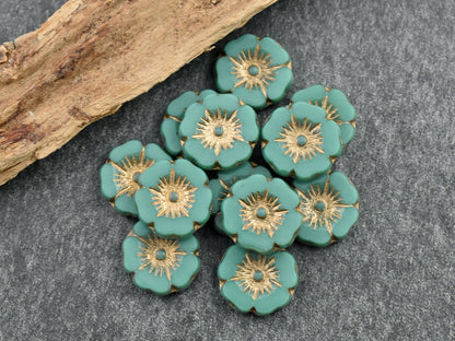 Flower Beads - Czech Glass Beads - Hawaiian Flowers - Czech Glass Flowers - 12mm - 12pcs - (B912)