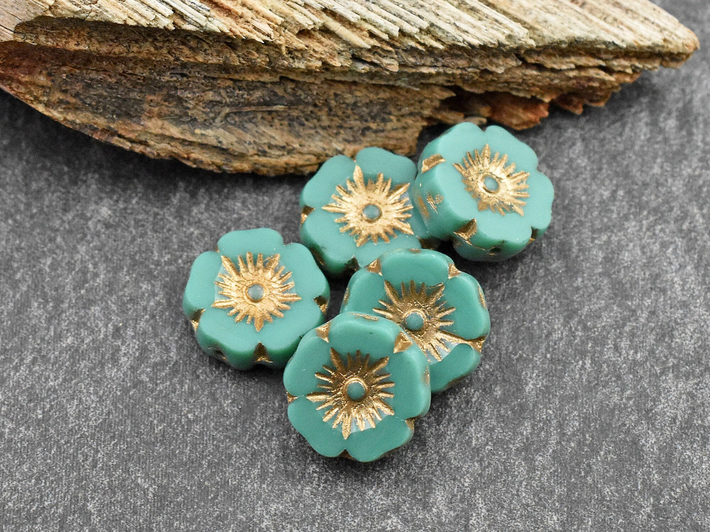 Flower Beads - Czech Glass Beads - Hawaiian Flowers - Czech Glass Flowers - 12mm - 12pcs - (B912)