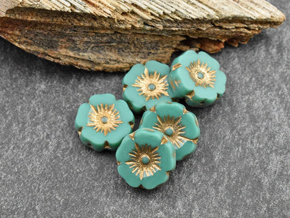 Flower Beads - Czech Glass Beads - Hawaiian Flowers - Czech Glass Flowers - 12mm - 12pcs - (B912)